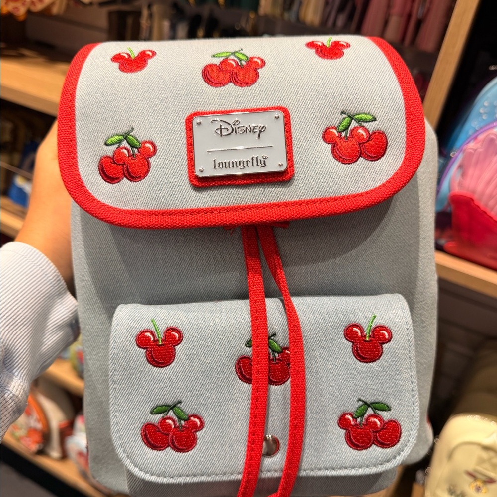 New Loungefly Disney Cherries Denim Backpack. - Picture 5 of 5